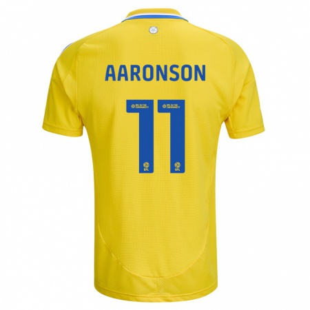 Kandiny Gyermek Brenden Aaronson #11 Sárga Kék Idegenbeli Jersey 2024/25 Mez Póló Ing