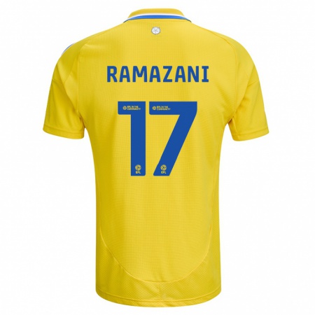 Kandiny Gyermek Largie Ramazani #17 Sárga Kék Idegenbeli Jersey 2024/25 Mez Póló Ing