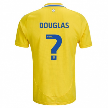 Kandiny Gyermek Connor Douglas #0 Sárga Kék Idegenbeli Jersey 2024/25 Mez Póló Ing