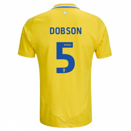 Kandiny Gyermek Ellie Dobson #5 Sárga Kék Idegenbeli Jersey 2024/25 Mez Póló Ing