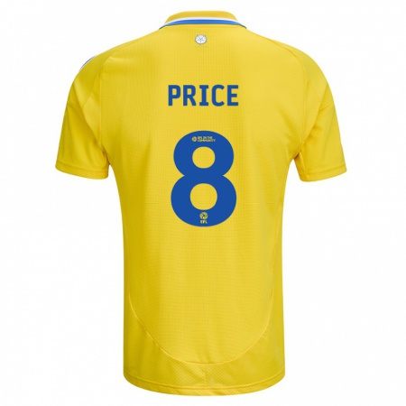 Kandiny Gyermek Leoni Price #8 Sárga Kék Idegenbeli Jersey 2024/25 Mez Póló Ing