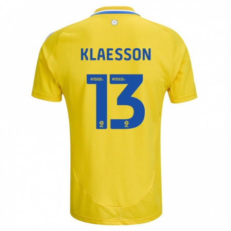 Kandiny Gyermek Kristoffer Klaesson #13 Sárga Kék Idegenbeli Jersey 2024/25 Mez Póló Ing