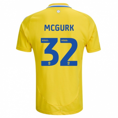 Kandiny Gyermek Sean Mcgurk #32 Sárga Kék Idegenbeli Jersey 2024/25 Mez Póló Ing