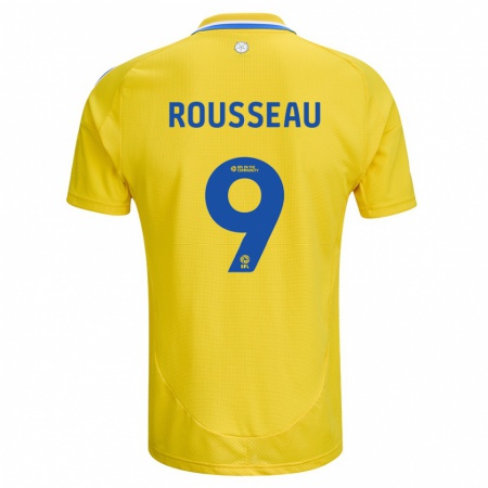 Kandiny Gyermek Jess Rousseau #9 Sárga Kék Idegenbeli Jersey 2024/25 Mez Póló Ing