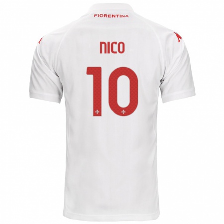 Kandiny Gyermek Nico González #10 Fehér Idegenbeli Jersey 2024/25 Mez Póló Ing