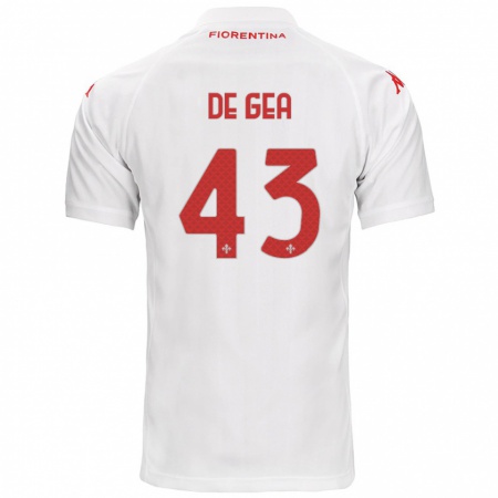 Kandiny Gyermek David De Gea #43 Fehér Idegenbeli Jersey 2024/25 Mez Póló Ing