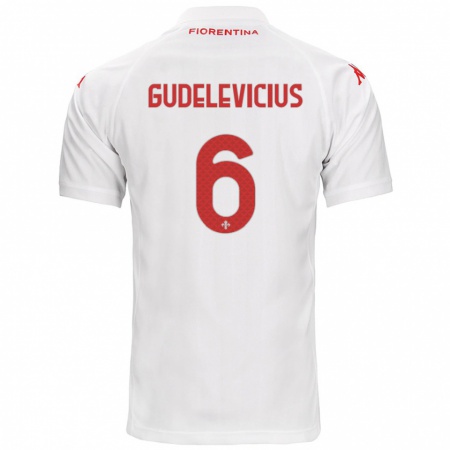 Kandiny Gyermek Ernestas Gudelevicius #6 Fehér Idegenbeli Jersey 2024/25 Mez Póló Ing