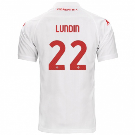 Kandiny Gyermek Karin Lundin #22 Fehér Idegenbeli Jersey 2024/25 Mez Póló Ing