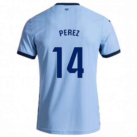 Kandiny Gyermek Nerea Pérez #14 Ég Kék Idegenbeli Jersey 2024/25 Mez Póló Ing