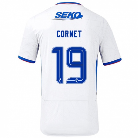 Kandiny Gyermek Chelsea Cornet #19 Fehér Kék Idegenbeli Jersey 2024/25 Mez Póló Ing