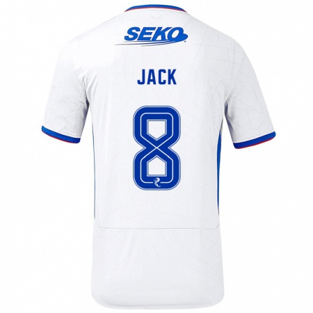 Kandiny Gyermek Ryan Jack #8 Fehér Kék Idegenbeli Jersey 2024/25 Mez Póló Ing