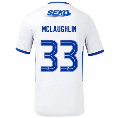 Kandiny Gyermek Jon Mclaughlin #33 Fehér Kék Idegenbeli Jersey 2024/25 Mez Póló Ing