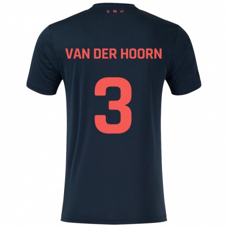 Kandiny Gyermek Mike Van Der Hoorn #3 Fekete Piros Idegenbeli Jersey 2024/25 Mez Póló Ing