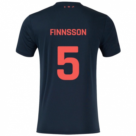 Kandiny Gyermek Kolbeinn Finnsson #5 Fekete Piros Idegenbeli Jersey 2024/25 Mez Póló Ing