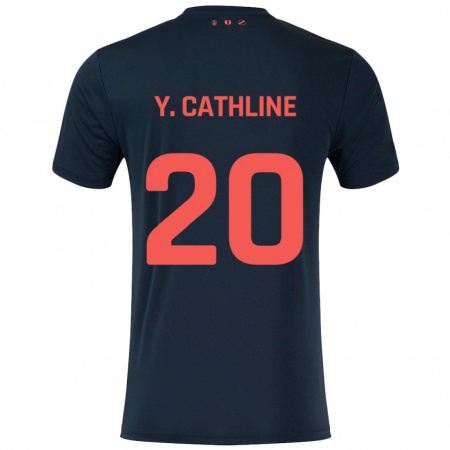 Kandiny Gyermek Yoann Cathline #20 Fekete Piros Idegenbeli Jersey 2024/25 Mez Póló Ing