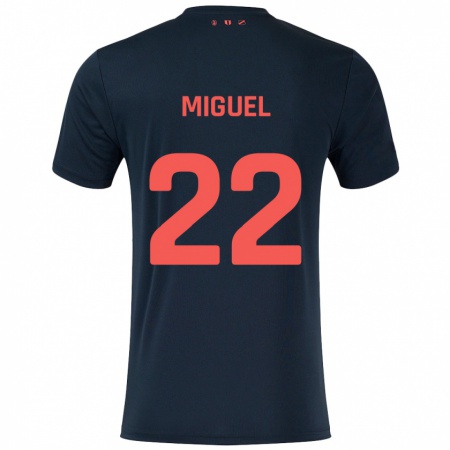 Kandiny Gyermek Miguel Rodríguez #22 Fekete Piros Idegenbeli Jersey 2024/25 Mez Póló Ing