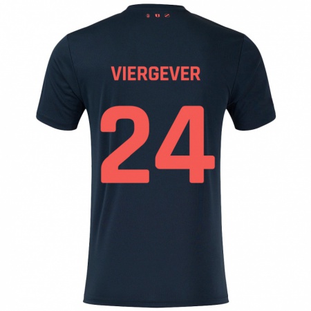 Kandiny Gyermek Nick Viergever #24 Fekete Piros Idegenbeli Jersey 2024/25 Mez Póló Ing