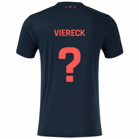 Kandiny Gyermek Neal Viereck #0 Fekete Piros Idegenbeli Jersey 2024/25 Mez Póló Ing