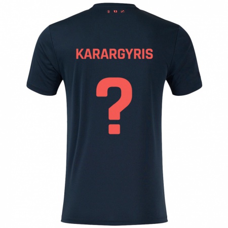 Kandiny Gyermek Zois Karargyris #0 Fekete Piros Idegenbeli Jersey 2024/25 Mez Póló Ing