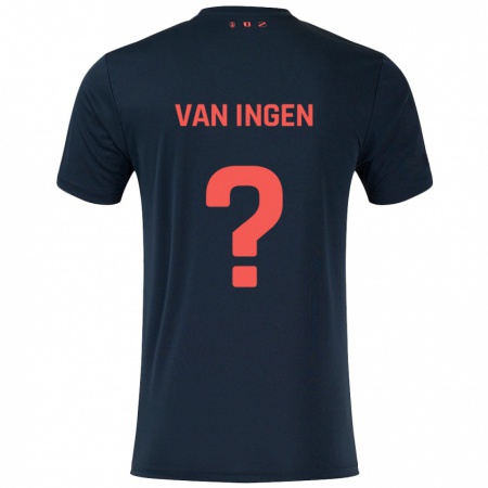 Kandiny Gyermek Thijs Van Ingen #0 Fekete Piros Idegenbeli Jersey 2024/25 Mez Póló Ing