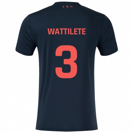 Kandiny Gyermek Julia Wattilete #3 Fekete Piros Idegenbeli Jersey 2024/25 Mez Póló Ing