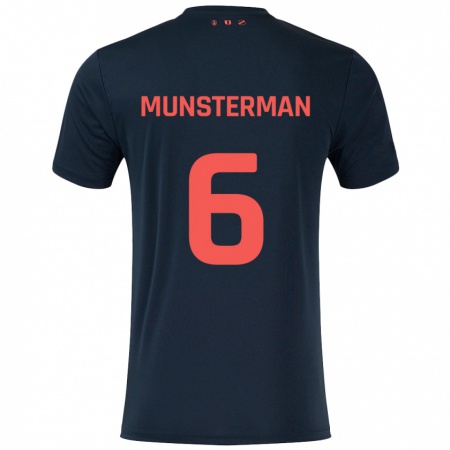 Kandiny Gyermek Marthe Munsterman #6 Fekete Piros Idegenbeli Jersey 2024/25 Mez Póló Ing