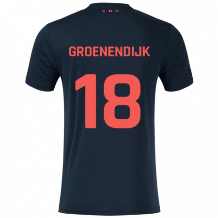 Kandiny Gyermek Tami Groenendijk #18 Fekete Piros Idegenbeli Jersey 2024/25 Mez Póló Ing