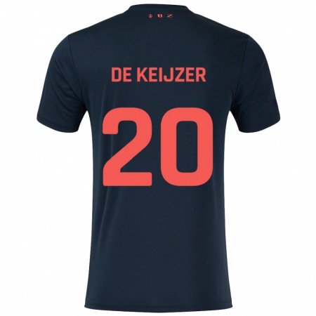 Kandiny Gyermek Lotje De Keijzer #20 Fekete Piros Idegenbeli Jersey 2024/25 Mez Póló Ing