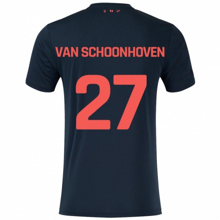 Kandiny Gyermek Nurija Van Schoonhoven #27 Fekete Piros Idegenbeli Jersey 2024/25 Mez Póló Ing