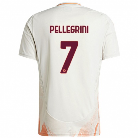 Kandiny Gyermek Lorenzo Pellegrini #7 Krém Fehér Narancs Idegenbeli Jersey 2024/25 Mez Póló Ing