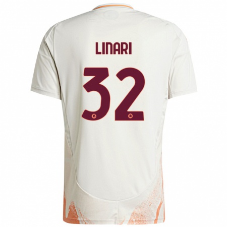 Kandiny Gyermek Elena Linari #32 Krém Fehér Narancs Idegenbeli Jersey 2024/25 Mez Póló Ing