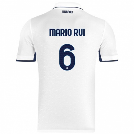 Kandiny Gyermek Mário Rui #6 Fehér Royal Blue Idegenbeli Jersey 2024/25 Mez Póló Ing