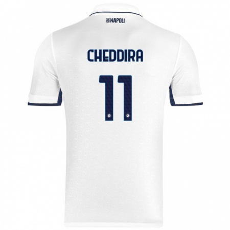 Kandiny Gyermek Walid Cheddira #11 Fehér Royal Blue Idegenbeli Jersey 2024/25 Mez Póló Ing