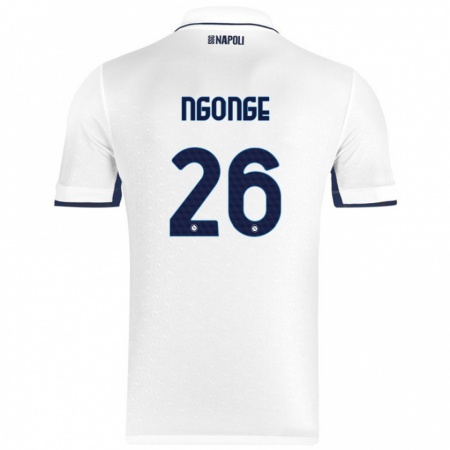 Kandiny Gyermek Cyril Ngonge #26 Fehér Royal Blue Idegenbeli Jersey 2024/25 Mez Póló Ing