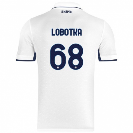 Kandiny Gyermek Stanislav Lobotka #68 Fehér Royal Blue Idegenbeli Jersey 2024/25 Mez Póló Ing