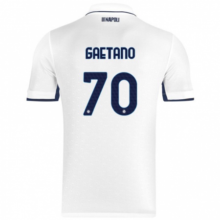 Kandiny Gyermek Gianluca Gaetano #70 Fehér Royal Blue Idegenbeli Jersey 2024/25 Mez Póló Ing