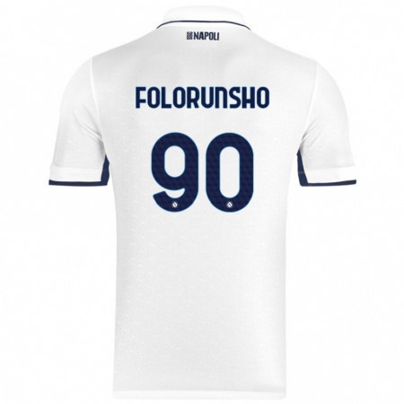 Kandiny Gyermek Michael Folorunsho #90 Fehér Royal Blue Idegenbeli Jersey 2024/25 Mez Póló Ing