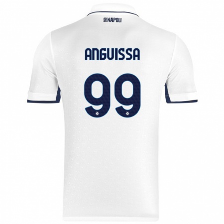 Kandiny Gyermek Frank Anguissa #99 Fehér Royal Blue Idegenbeli Jersey 2024/25 Mez Póló Ing