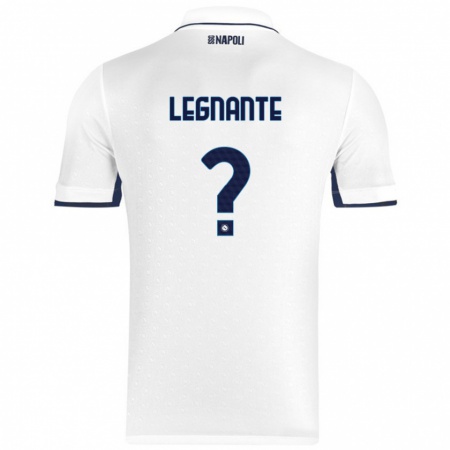 Kandiny Gyermek Manuel Legnante #0 Fehér Royal Blue Idegenbeli Jersey 2024/25 Mez Póló Ing