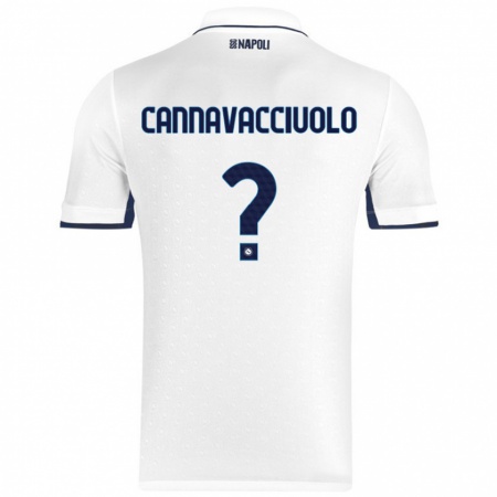 Kandiny Gyermek Luigi Pio Cannavacciuolo #0 Fehér Royal Blue Idegenbeli Jersey 2024/25 Mez Póló Ing