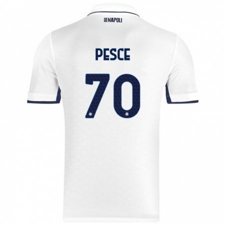 Kandiny Gyermek Antonio Pesce #70 Fehér Royal Blue Idegenbeli Jersey 2024/25 Mez Póló Ing