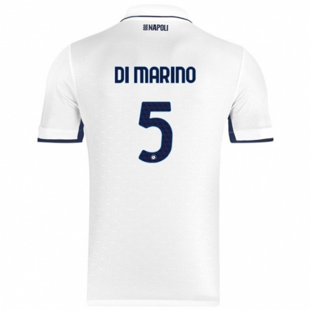 Kandiny Gyermek Paola Di Marino #5 Fehér Royal Blue Idegenbeli Jersey 2024/25 Mez Póló Ing