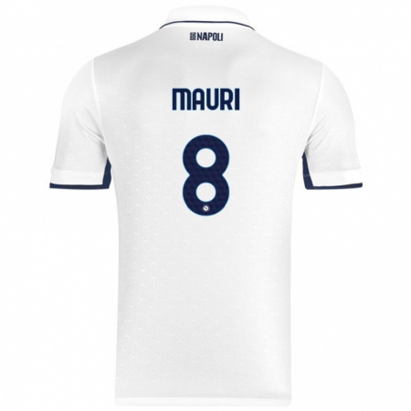 Kandiny Gyermek Claudia Mauri #8 Fehér Royal Blue Idegenbeli Jersey 2024/25 Mez Póló Ing