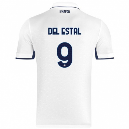 Kandiny Gyermek Eli Del Estal #9 Fehér Royal Blue Idegenbeli Jersey 2024/25 Mez Póló Ing