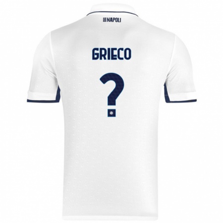 Kandiny Gyermek Alessandro Grieco #0 Fehér Royal Blue Idegenbeli Jersey 2024/25 Mez Póló Ing