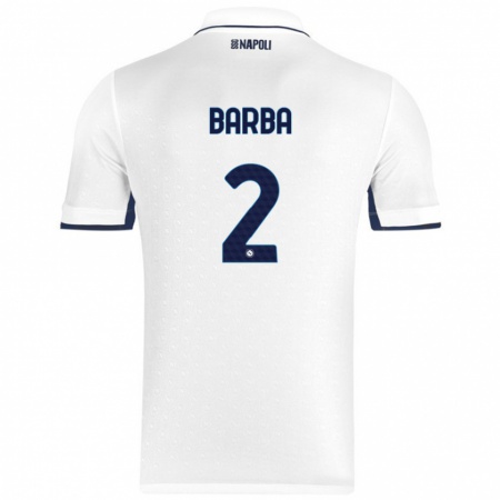 Kandiny Gyermek Benedetto Barba #2 Fehér Royal Blue Idegenbeli Jersey 2024/25 Mez Póló Ing