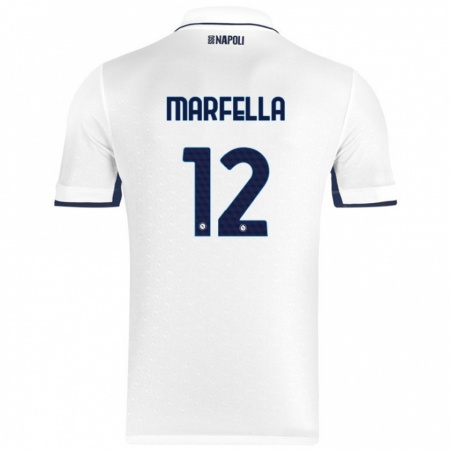 Kandiny Gyermek Davide Marfella #12 Fehér Royal Blue Idegenbeli Jersey 2024/25 Mez Póló Ing