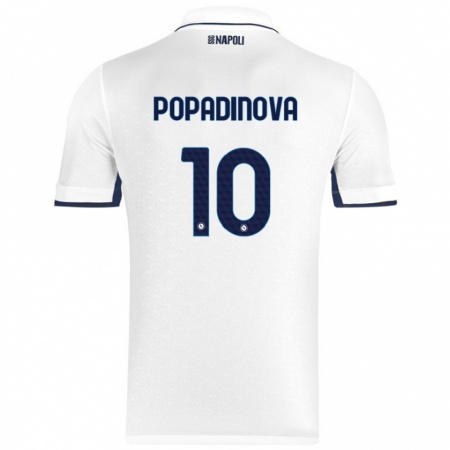 Kandiny Gyermek Evdokiya Popadinova #10 Fehér Royal Blue Idegenbeli Jersey 2024/25 Mez Póló Ing