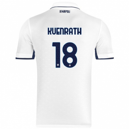 Kandiny Gyermek Melanie Kuenrath #18 Fehér Royal Blue Idegenbeli Jersey 2024/25 Mez Póló Ing