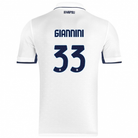 Kandiny Gyermek Enrico Giannini #33 Fehér Royal Blue Idegenbeli Jersey 2024/25 Mez Póló Ing